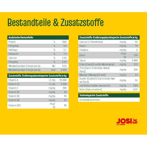 JosiCat Crunchy Poultry (1 x 10 kg), Premium Trockenfutter für ausgewachsene Katzen, Katzenfutter, powered by JOSERA, 1er Pack