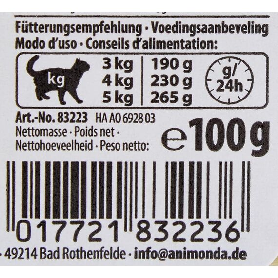 animonda Vom Feinsten Senior mit Geflügel (32 x 100 g), Senior Nassfutter für ältere Katzen ab 7 Jahren, Katzenfutter ohne Getreide und Zucker, mit 100 % frischen, fleischlichen Zutaten