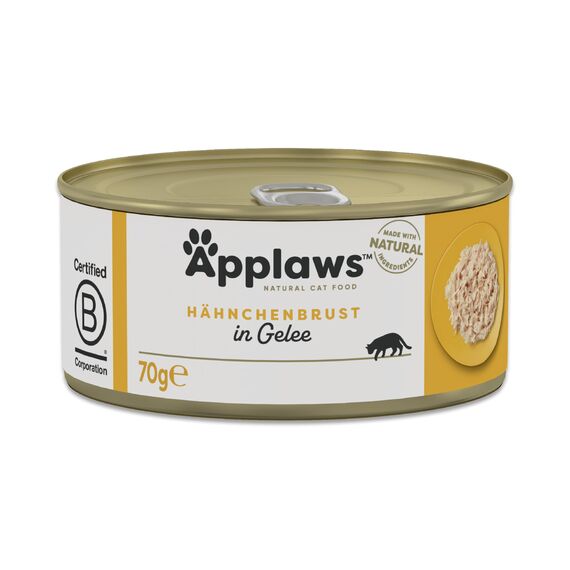Applaws Natural Chicken Breast in Jelly Wet Cat Food for Adult Cats – Packung mit 24 x 70 g Dosen