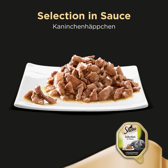SHEBA Schale Nassfutter für Katzen Selection in Sauce mit Kaninchenhäppchen 2 x 11 x 85g (Packung mit 2)