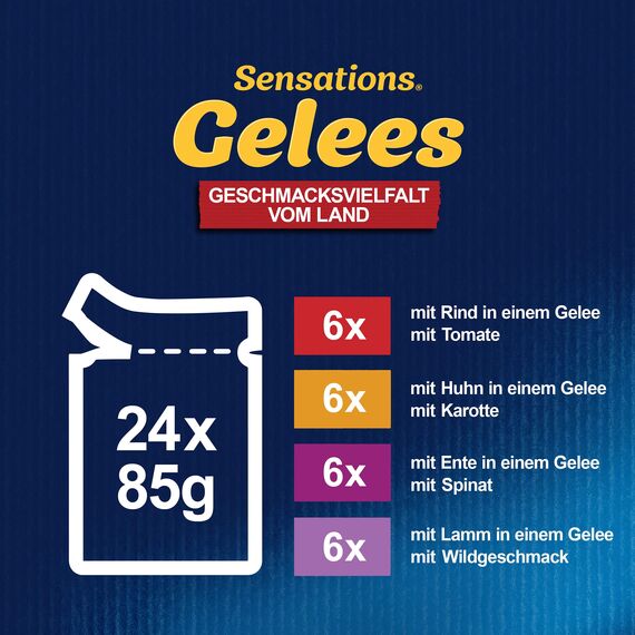 Felix Sensations Gelees Katzenfutter nass in Gelee, Sorten-Mix, 4er Pack (4 x 24 Beutel à 85g)