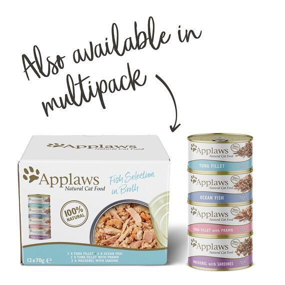 Applaws 100% Natural Grain Free Wet Cat Food, Tuna 70g Tin, Pack of 24