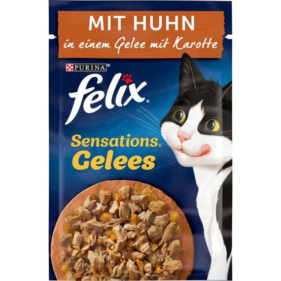 Felix Sensations Gelees Katzenfutter nass, mit Huhn und Karotte in Gelee, 26er Pack (26 x 85g)