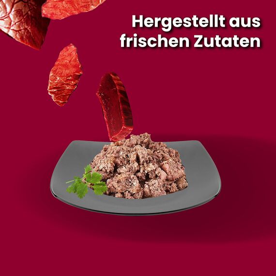 animonda vom Feinsten Senior Katzenfutter nass Nassfutter mit Rind (32x 100g), Katzenfutter ab 7 Jahren, ohne Getreide ohne Zucker, mit frischen, fleischigen Zutaten