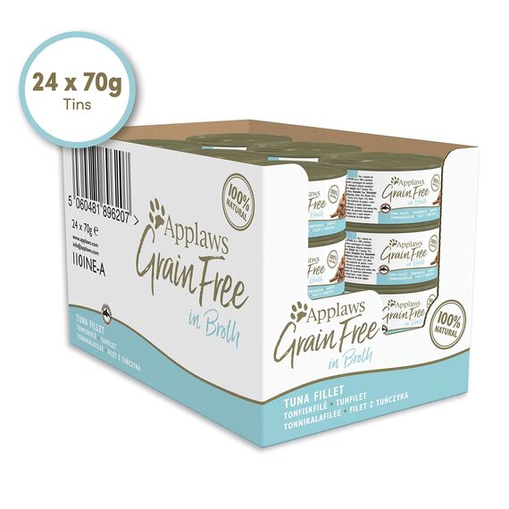 Applaws 100% Natural Grain Free Wet Cat Food, Tuna 70g Tin, Pack of 24