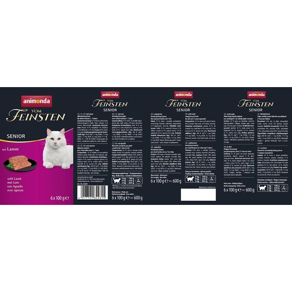 animonda vom Feinsten Senior Nassfutter, für ältere Katzen ab 7 Jahren, mit Lamm, 6 x 100 g