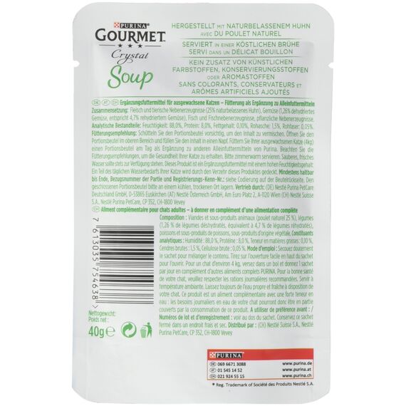 Gourmet Crystal Soup für Katzen mit naturbelassenem Huhn und Gemüse, 32er Pack (32 x 40g)