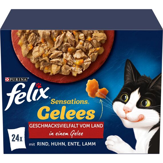 Felix Sensations Gelees Katzenfutter nass in Gelee, Sorten-Mix, 4er Pack (4 x 24 Beutel à 85g)