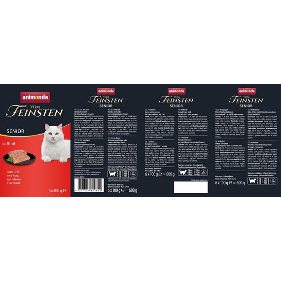 animonda vom Feinsten Senior, Nassfutter für ältere Katzen ab 7 Jahren, mit Rind, 6 x 100g