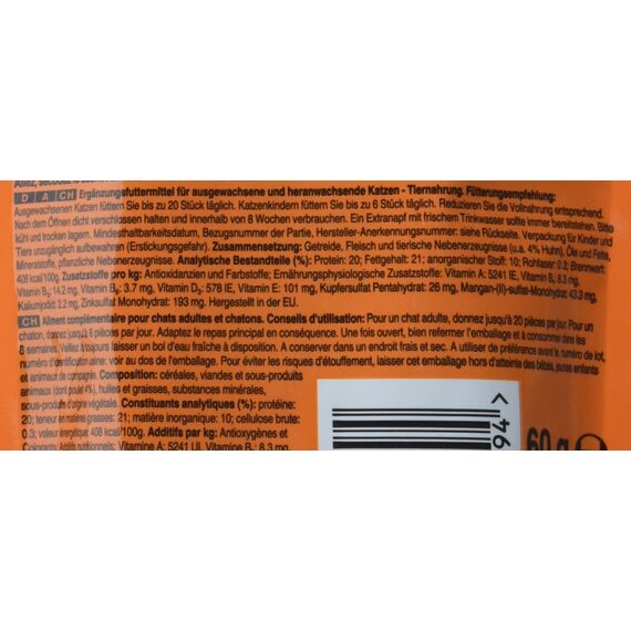 Dreamies Klassiker Katzensnacks mit Huhn – Traumhaft knusprige Taschen mit zarter Füllung – 6 x 60g (12er Pack)