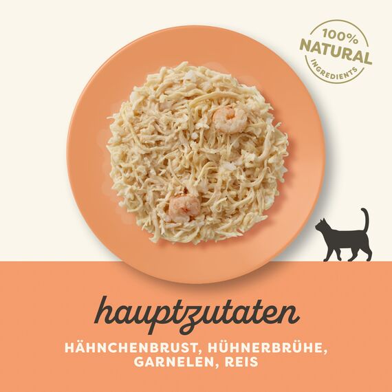 Applaws 100 % natürliches Nassfutter für ausgewachsene Katzen, Hähnchenbrust mit Garnelen in Brühe, 24 × 70 g Dosen