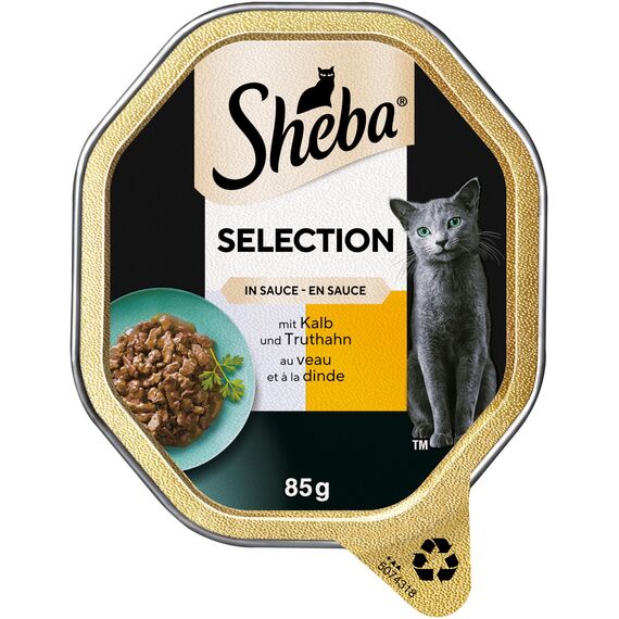 SHEBA Schale Nassfutter für Katzen Selection in Sauce mit Kalb und Truthahn 2 x 11 x 85g