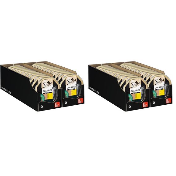 Sheba Classics in Pastete – Katzenfutter als Pasteten mit feinen Stückchen – Ente und Huhn – Getreidefrei – 22 x 85g (Packung mit 2)
