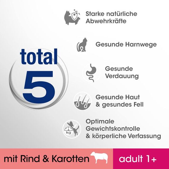 Perfect Fit Katzenfutter Nassfutter Adult 1+ mit Rind & Karotten in Sauce, 12 Portionsbeutel (12 x 85g)