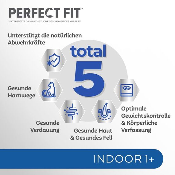 PERFECT FIT Indoor Adult Trockenfutter für erwachsene Katzen ab 1 Jahr - Rind, 750g (6 Beutel)