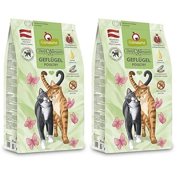 GranataPet Delicatessen Geflügel Adult, 300 g, Trockenfutter für Katzen, schmackhaftes Katzenfutter, Alleinfuttermittel ohne Getreide & ohne Zuckerzusätze (Packung mit 2)