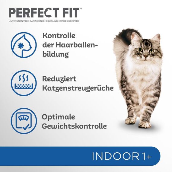 PERFECT FIT Indoor Adult Trockenfutter für erwachsene Katzen ab 1 Jahr - Huhn, 750g (6 Beutel)