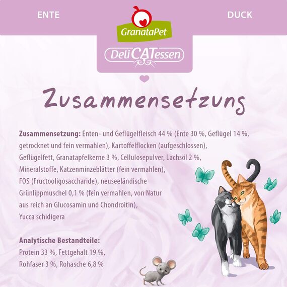 GranataPet DeliCatessen Ente Adult, Trockenfutter für Katzen, schmackhaftes Katzenfutter, Alleinfuttermittel ohne Getreide & ohne Zuckerzusätze, 300 g