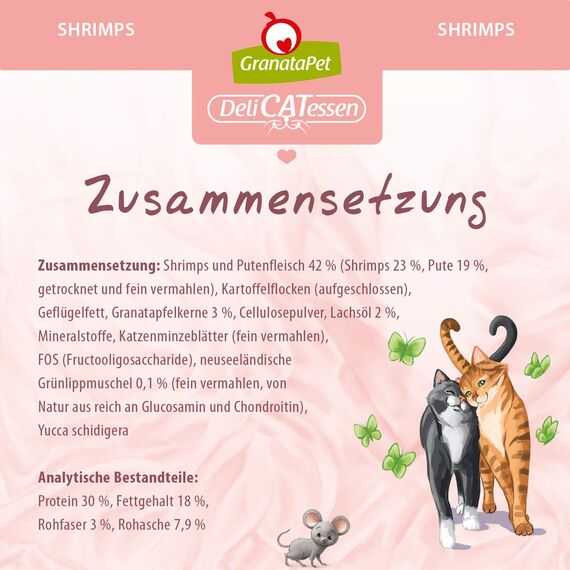 GranataPet DeliCatessen Shrimps Adult, Trockenfutter für Katzen, schmackhaftes Katzenfutter, Alleinfuttermittel ohne Getreide & ohne Zuckerzusätze, 1,8 kg