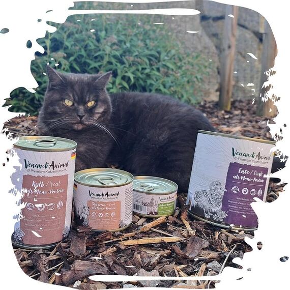 Venandi - Premium Nassfutter für Katzen - Schwein als Monoprotein, 6 x 400g (6er Pack), getreidefrei mit extra viel Fleisch