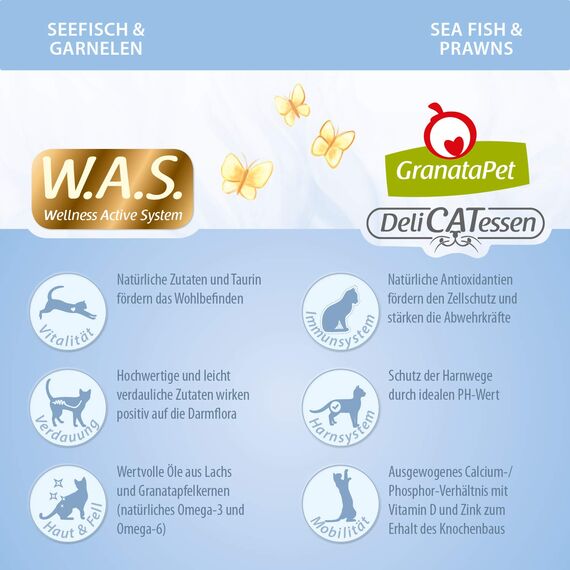 GranataPet DeliCatessen Seefisch & Garnelen Adult, Trockenfutter für Katzen, schmackhaftes Katzenfutter, Alleinfuttermittel ohne Getreide & ohne Zuckerzusätze, 9 kg