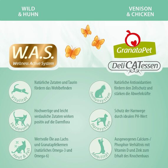GranataPet Delicatessen Wild & Huhn Adult, Trockenfutter für Katzen, schmackhaftes Katzenfutter, Alleinfuttermittel ohne Getreide & ohne Zuckerzusätze, 300 g (Packung mit 2)