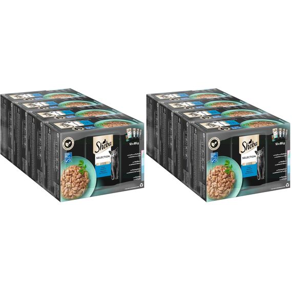 Sheba Selection Katzen Nassfutter im Portionsbeutel Fisch Variation (MSC) in Sauce Multipack 4x12x85g (Packung mit 2)