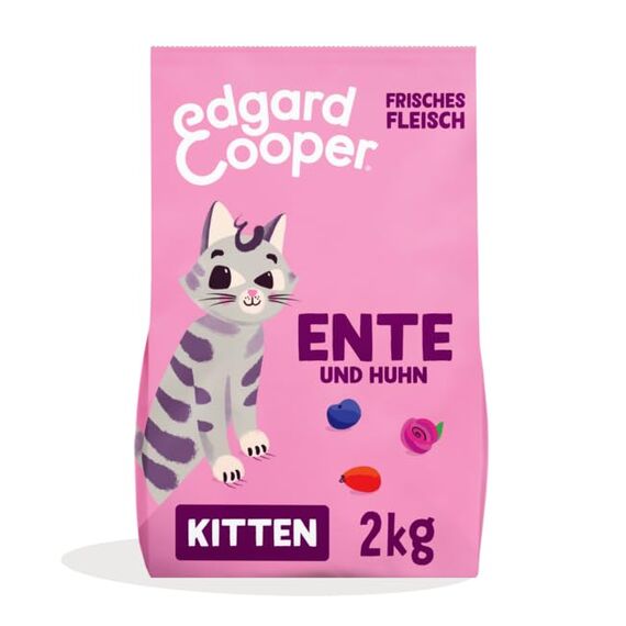 Edgard & Cooper Kitten Trockenfutter, (Ente & Huhn, 2kg), Getreidefrei, voll von frischem Fleisch und natürlichen Zutaten, geeignet für sterilisierte und aktive Katzen