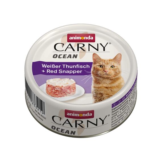 animonda Carny Ocean Katzen Nassfutter Weißer Thunfisch + Red Snapper (12 x 80 g), Katzenfutter nass für ausgewachsene Katzen, mit zartem Fischfilet, ohne Getreide ohne Zucker