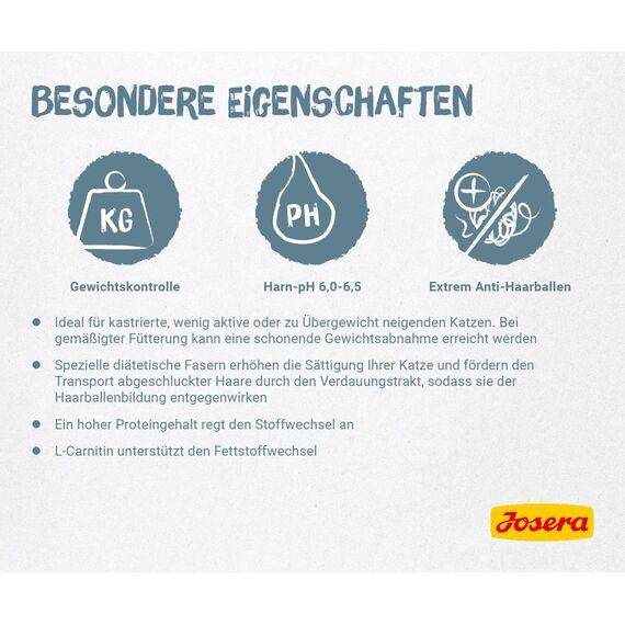 JOSERA Léger (1 x 2 kg) | Adult | Premium Trockenfutter für ausgewachsene sterilisierte oder übergewichtige Katzen | Geflügel | wenig Fett & viel Protein | weizenfrei | Katzenfutter | 1er Pack