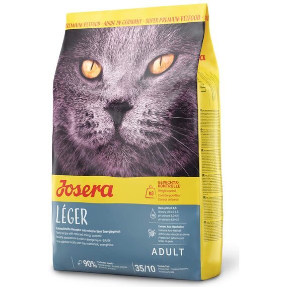 JOSERA Léger (1 x 400 g) | Adult | Premium Trockenfutter für ausgewachsene sterilisierte oder übergewichtige Katzen | Geflügel | wenig Fett & viel Protein | weizenfrei | Katzenfutter | 1er Pack