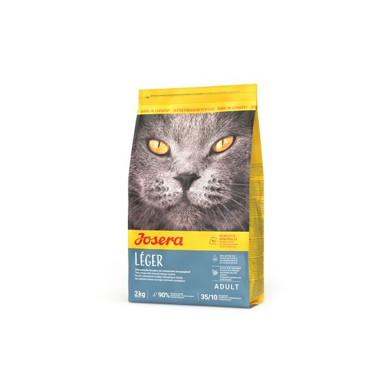 JOSERA Léger (1 x 2 kg) | Adult | Premium Trockenfutter für ausgewachsene sterilisierte oder übergewichtige Katzen | Geflügel | wenig Fett & viel Protein | weizenfrei | Katzenfutter | 1er Pack