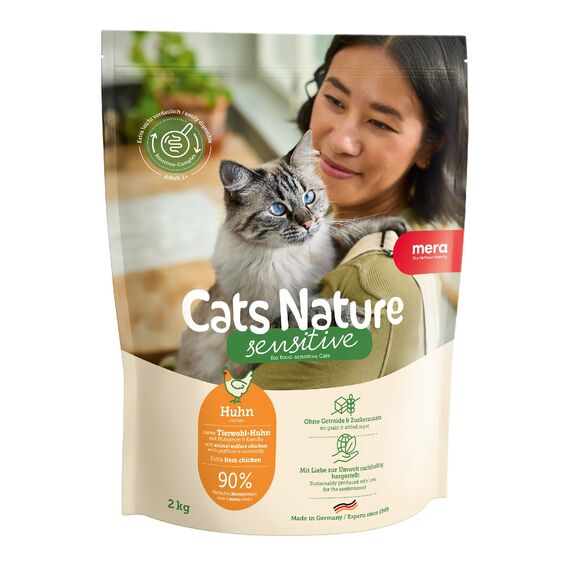 MERA Cats Nature Sensitive Huhn Katzenfutter Trocken 400g | Mono-Protein, getreidefrei & zuckerfrei | Katzen Trockenfutter hoher Fleischanteil & leicht verdaulich