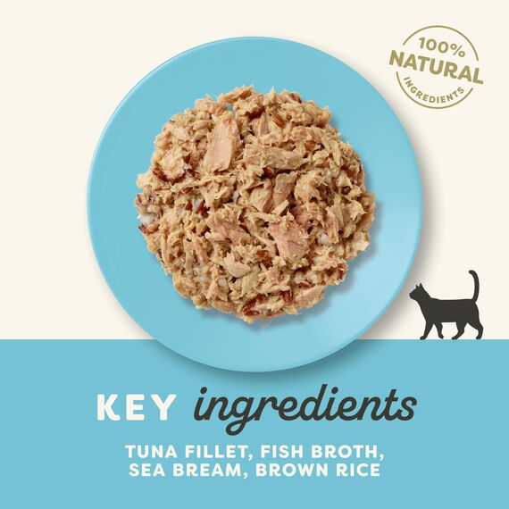 Applaws Premium Natural Katzenfutter Nass, Thunfischfilet mit Seebrasse in Brühe 70g Portionsbeutel (12x70g )