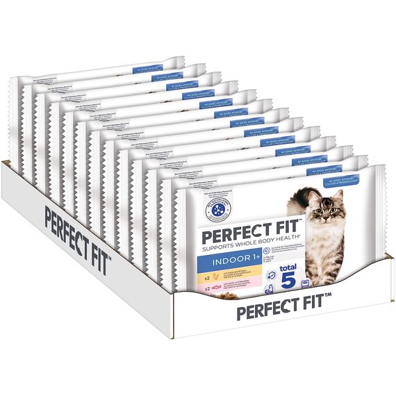 Perfect Fit Indoor 1+ – Nassfutter für Erwachsene Hauskatzen ab 1 Jahr – Auswahl in Sauce – Unterstützt die Vitalität – 52 x 85 g
