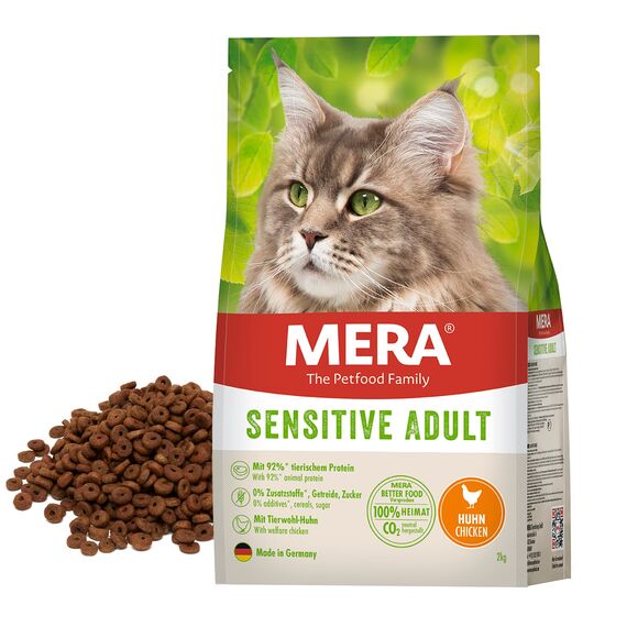 MERA Cats Sensitive Adult Huhn (10kg), Trockenfutter für Sensible Katzen, getreidefrei & nachhaltig, Katzentrockenfutter mit hohem Fleischanteil