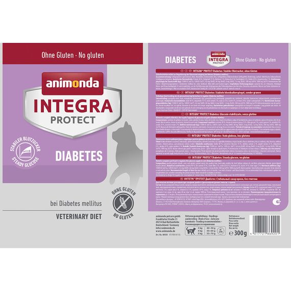 animonda INTEGRA PROTECT Katzenfutter Diabetes (1 x 300g), von Veterinären empfohlen bei Diabetis Mellitus, Hochwertiges Diätalleinfutter für Erwachsene Katzen (Packung mit 2)