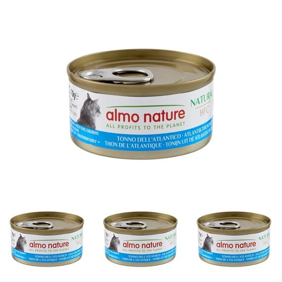 Almo Nature HFC Natural Megapack, Nassnahrung für Katzen - Atlantikthunfisch (6 Dosen x 70g) (Packung mit 4)