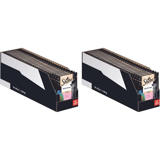Sheba Sauce Collection Katzen Nassfutter im Portionsbeutel mit Lachs (MSC) 28x85g (Packung mit 2)