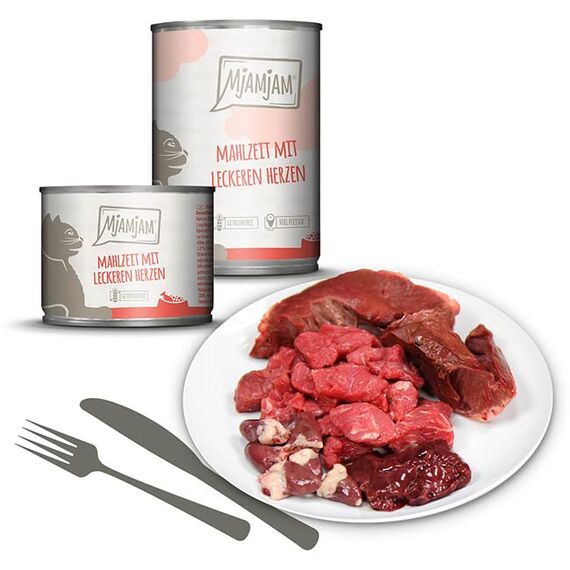 MjAMjAM - Premium Nassfutter für Katzen - Probierpaket, 6er Pack (6 x 800 g), getreidefrei mit extra viel Fleisch