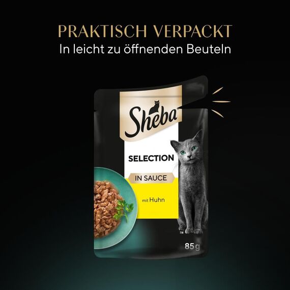 Sheba Sauce Collection Katzen Nassfutter im Portionsbeutel mit Huhn 28x85g