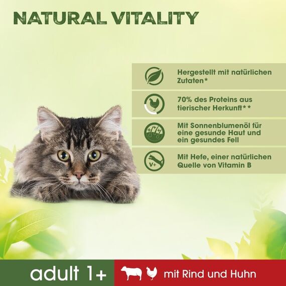 PERFECT FIT™ Katze Beutel Natural Vitality Adult 1+ mit Rind und Huhn 3 x 2,4kg