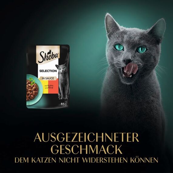 Sheba Selection Katzen Nassfutter im Portionsbeutel mit Huhn und Rind in Sauce 28x85g