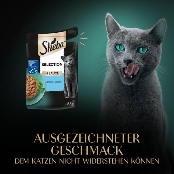 SHEBA® Portionsbeutel Selection in Sauce mit Hochseefisch MSC 28x85g