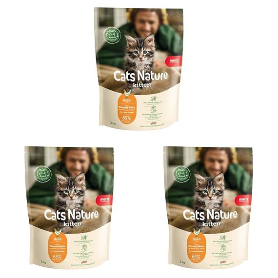 MERA Cats Nature Huhn Premium Kitten Trockenfutter für Katzen 400g | Getreidefrei & zuckerfrei | Katzenfutter Trocken mit hohen Fleischanteil & Colostrum | Dry Cat Food (Packung mit 3)
