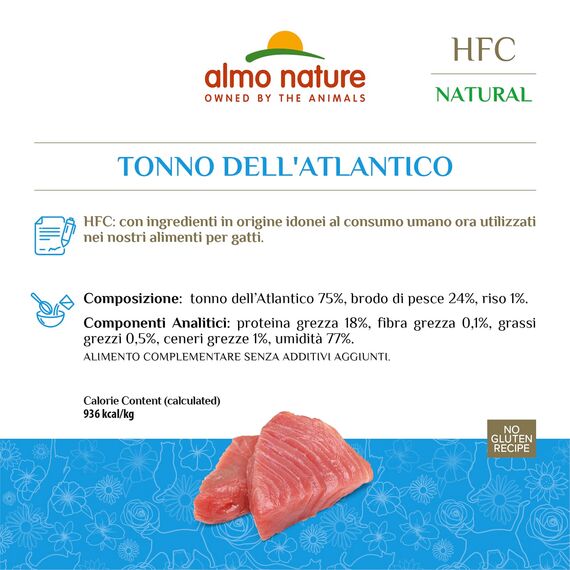 Almo Nature HFC Natural Megapack, Nassnahrung für Katzen - Atlantikthunfisch (6 Dosen x 70g) (Packung mit 4)