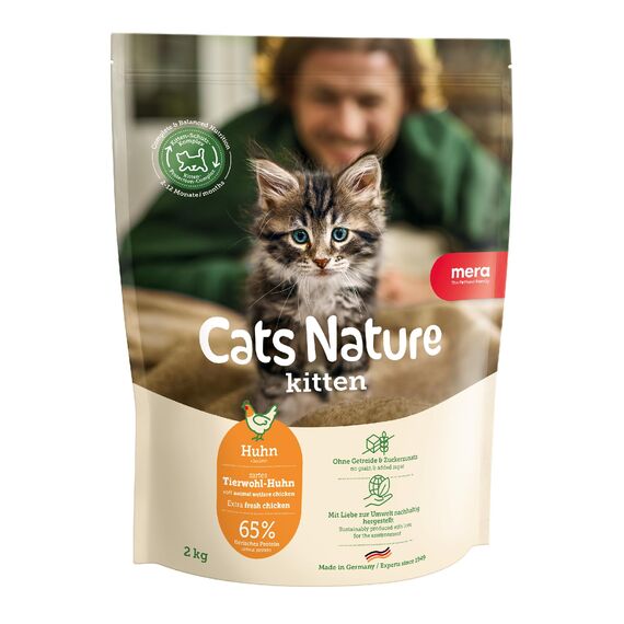 MERA Cats Nature Huhn Premium Kitten Trockenfutter für Katzen 400g | Getreidefrei & zuckerfrei | Katzenfutter Trocken mit hohen Fleischanteil & Colostrum | Dry Cat Food (Packung mit 2)