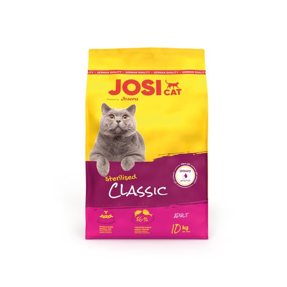 JosiCat Sterilised Classic (7 x 650 g) | Adult | Premium Trockenfutter für kastrierte Katzen | mit wenig Fett und viel Protein | Powered by JOSERA | Katzenfutter | Alleinfuttermittel | 7er Pack