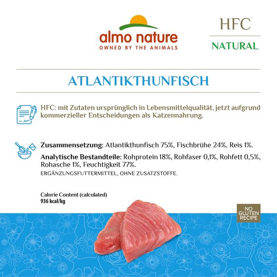 Almo Nature HFC Natural Megapack, Nassnahrung für Katzen - Atlantikthunfisch (6 Dosen x 70g) (Packung mit 4)