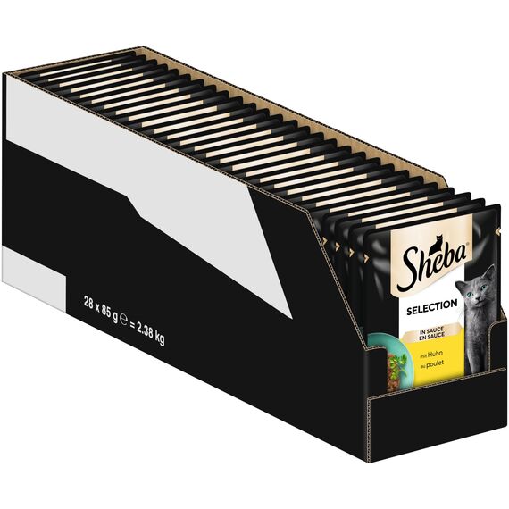 Sheba Sauce Collection Katzen Nassfutter im Portionsbeutel mit Huhn 28x85g